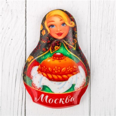 Магнит в форме матрёшки «Москва. Хохлома»