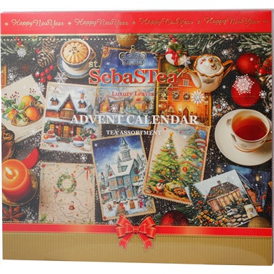 SebaSTea. Новый год. Advent Calendar. Открытки карт.упаковка, 24 пак.