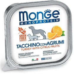 Влажный корм Monge Dog Natural Monoprotein Fruits для собак, паштет, индейка/цитрусы, 150 г   731603