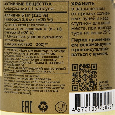 "Комплекс Имбирь + Чеснок" TETRALAB, 60 капсул по 270 мг