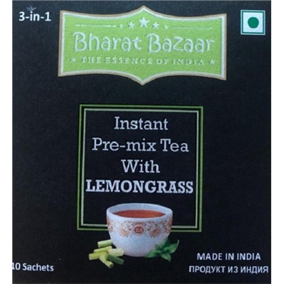 Чай чёрный растворимый с лемонграссом Instant Pre-mix Tea With Lemongrass Bharat Bazaar 10 пак.