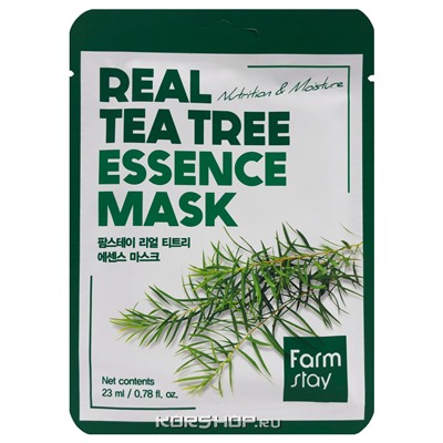 Тканевая маска с экстрактом чайного дерева Real Tea Tree Essence Mask FarmStay, Корея, 23 мл Акция
