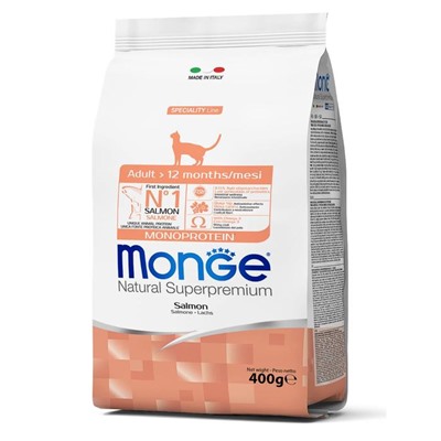 Сухой корм Monge Cat Speciality Line Monoprotein Adult для кошек, лосось, 400 г