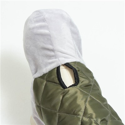 Куртка-бомбер, размер XS ( дс 18-20 см, ош 22-24 см, ог 29-30 см), серо-зеленая