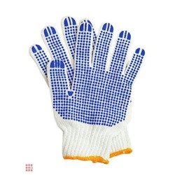 Рабочие перчатки хб с ПВХ 10класс. 6 нитей белые