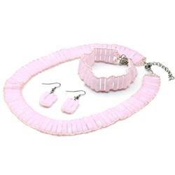 Колье браслет серьги плетение с бисером цв.розовый, 46см