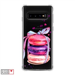 Противоударный силиконовый чехол Макаруны с бантиком на Samsung Galaxy S10