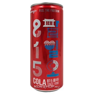 Газированный б/а напиток Кола Cola 815 Woongjin, Корея, 250 мл