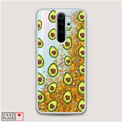 Жидкий чехол с блестками Happy Avocados на Xiaomi Redmi Note 8 Pro