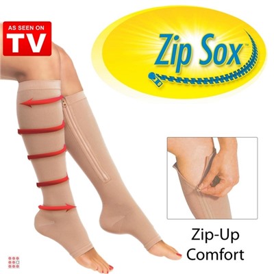 Гольфы компрессионные на молнии от варикоза ZIP SOX, ЧЕРНЫЕ