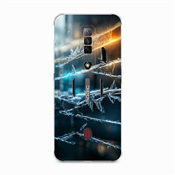 Силиконовый чехол Ледяной узор на стекле на ZTE Nubia Red Magic 7S