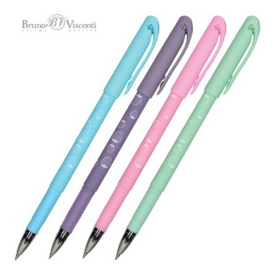 Ручка гелевая со стираемыми чернилами "DeleteWrite Art.Клубнички" синяя 0.5мм (4 цвета корпуса) 20-0256 Bruno Visconti