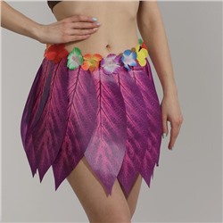 Гавайская юбка «Листики и цветочки» 36 см, цвет фиолетовый 5274020