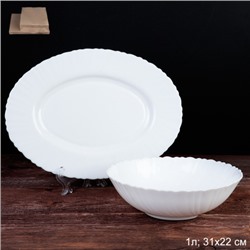Набор посуды 2 предмета салатник 1000 мл овальное блюдо 310 *220 мм А / 26/75857840120 (WHITE)