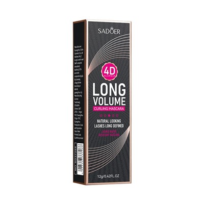 Тушь для ресниц объем, длина и подкручивание Sadoer 4D Long Volume Curling Mascara