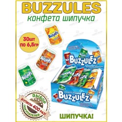 Холодок / Buzzulez конфета-шипучка, 30 шт. по 6,5 гр. / Ассорти / Клубника / Яблоко / Апельсин
