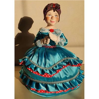 Фарфоровая мягкая кукла Ульяна (голубое платье)