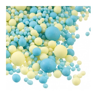 Посыпка микс из рисового драже в глазури матовая «Голубая/желтая»(096 М), 50 г