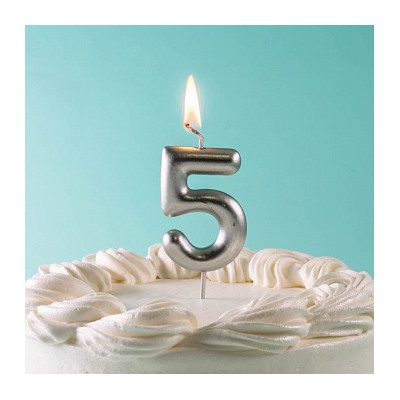 Свеча для торта "Цифра 1", серебряная 6 см
