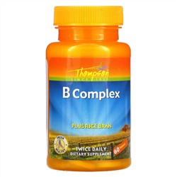 Thompson, Комплекс витаминов группы B с рисовыми отрубями, 60 таблеток
