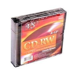 CD-RW 700Mb VS 80 4-12х 5 шт/пластик.уп (отгрузка кратно 5 шт)